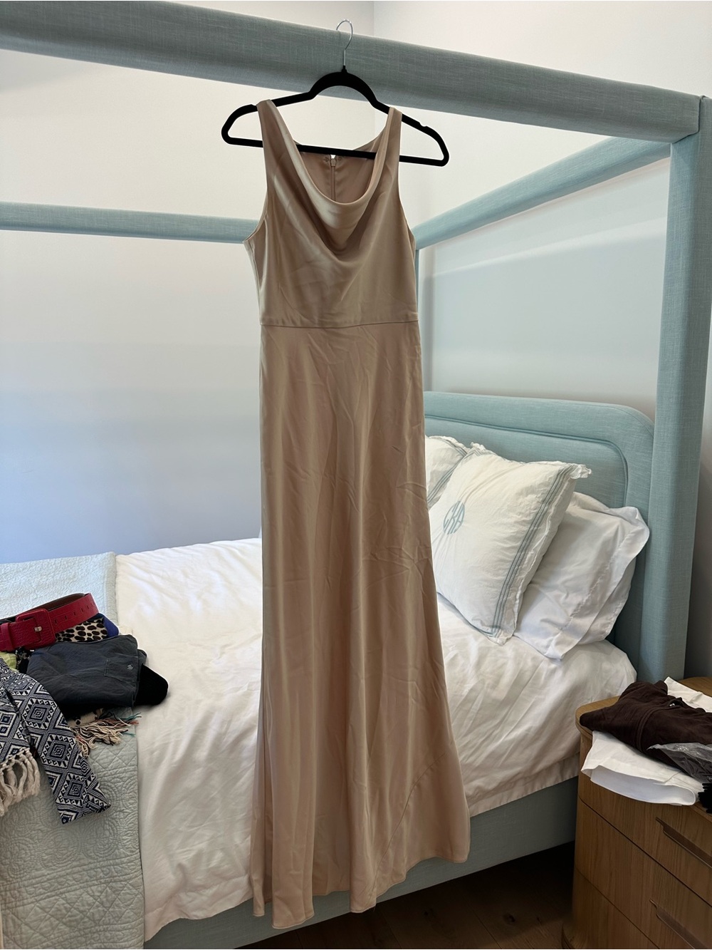 Lovely (brand) Beige Cowl-Neck Sleeveless bridesmaids Dress